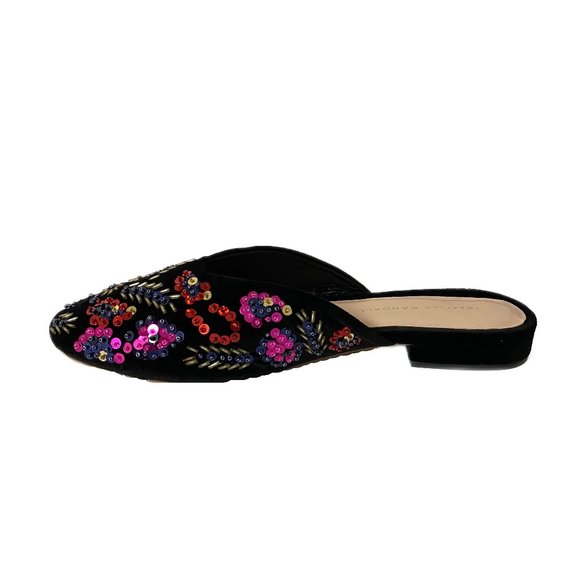 NIB LOEFFLER RANDALL QUIN BEADED SEQUIN VELVET MULES - Picture 5 of 11
